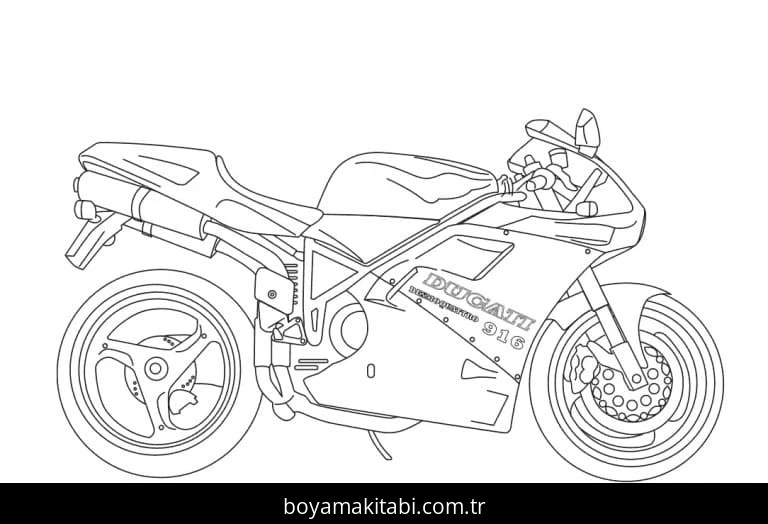 Motosiklet boyama sayfası #158 – tamamen ücretsiz, çocuklar için