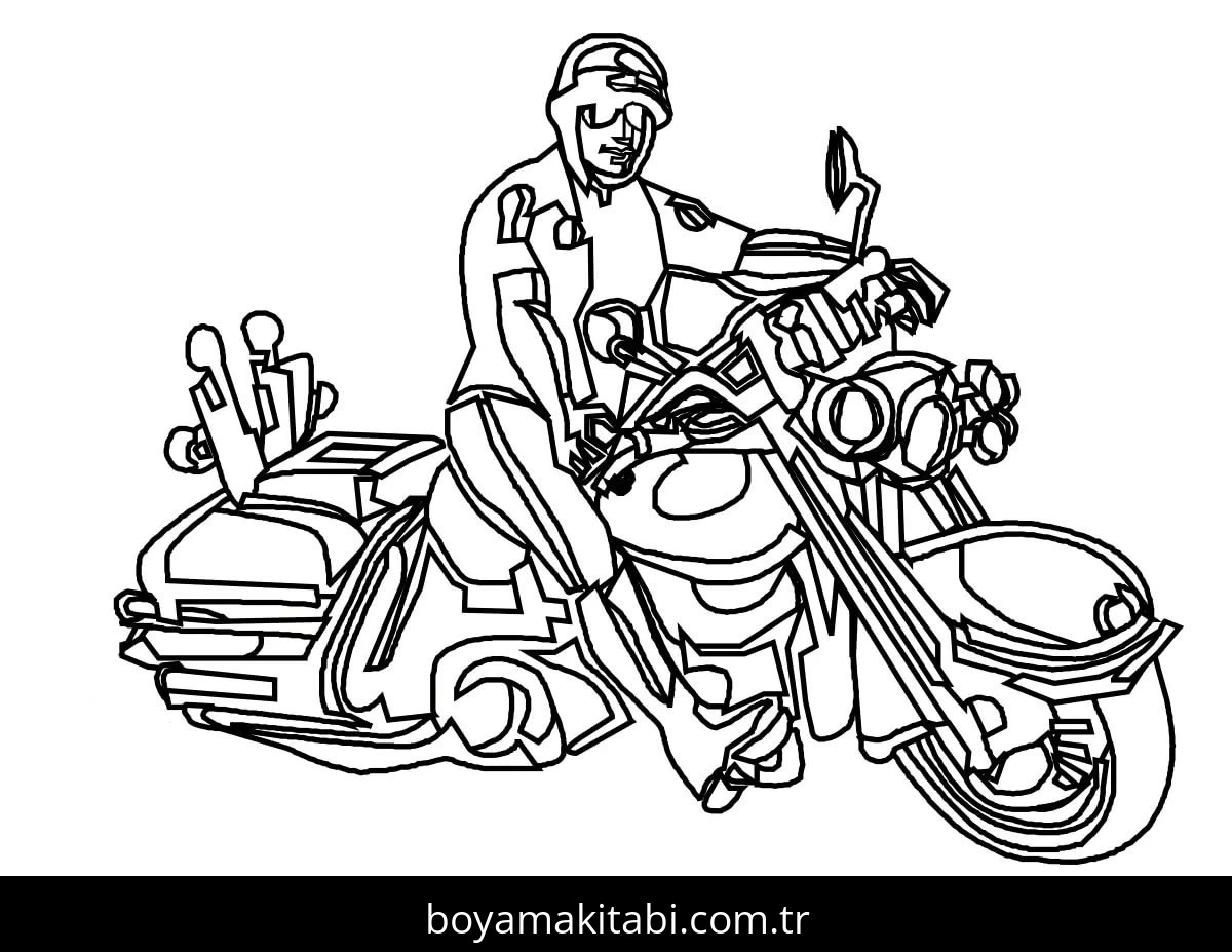 Motosiklet boyama sayfası #160 – yaratıcı sanat çalışması, eğlenceli etkinlik