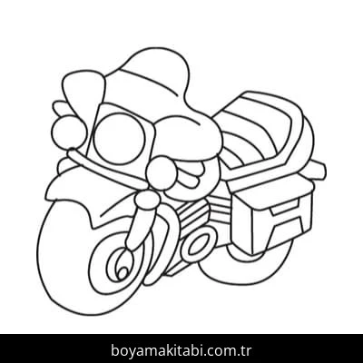 Motosiklet boyama sayfası #165 – çocuklar için, çizgi film temalı