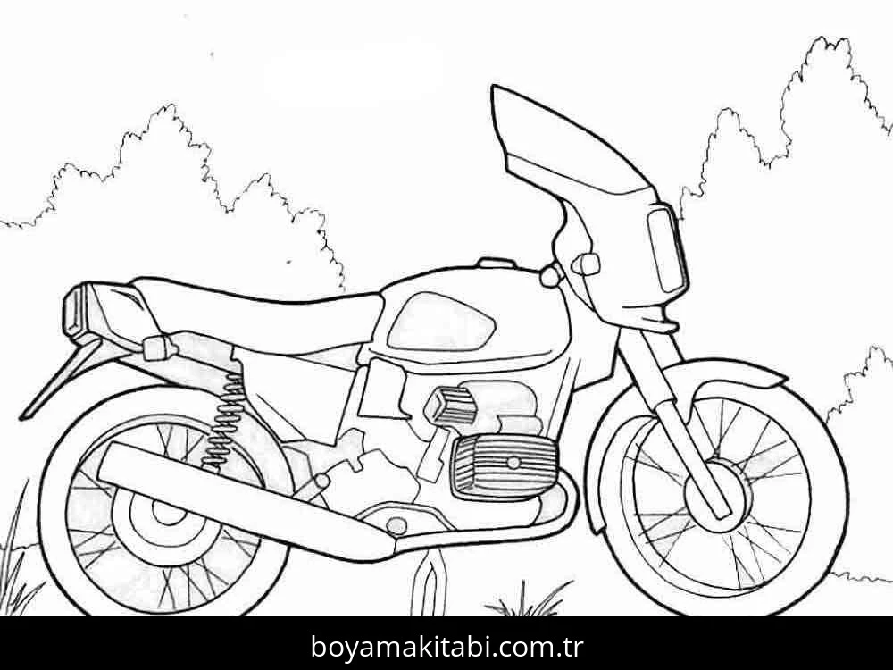 Motosiklet boyama sayfası #166 – kolay boyama, eğitici aktivite