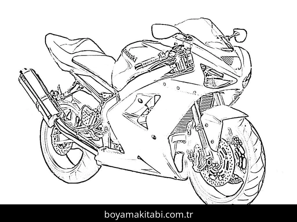 Motosiklet boyama sayfası #169 – okul öncesi, evde etkinlik