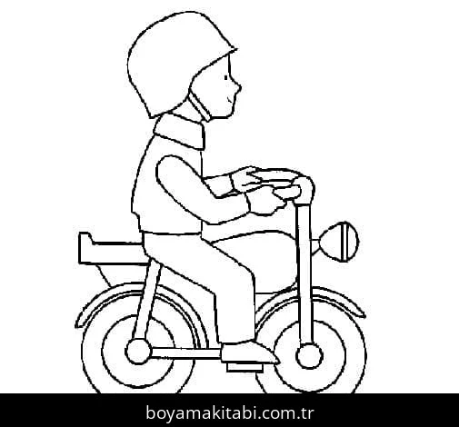 Motosiklet boyama sayfası #171 – sevimli karakter, sanatsal çalışma