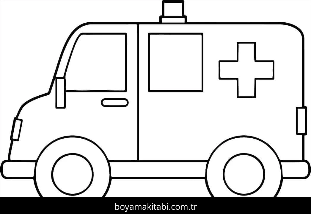 Ambulans boyama sayfası – yaratıcılığı geliştirir, keyifli zaman