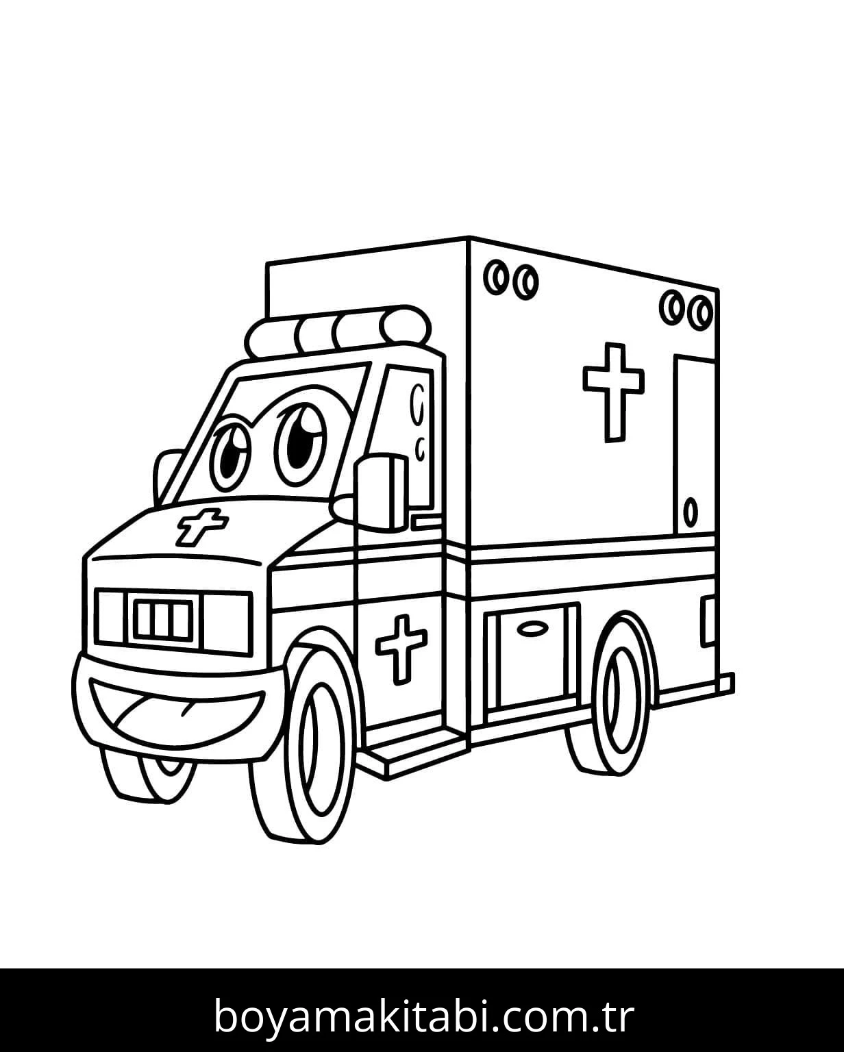 Ambulans boyama sayfası – okul öncesi, evde etkinlik