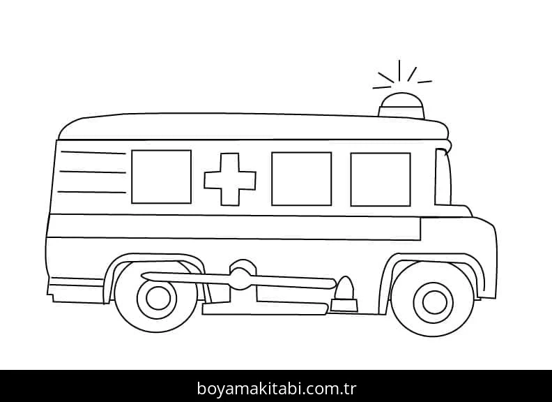 Ambulans boyama sayfası – el becerilerini geliştirir, boyama çalışması