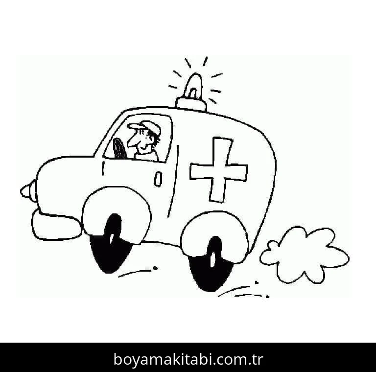 Ambulans boyama sayfası – keyifli zaman, renkli çizimler