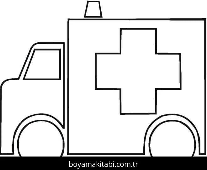 Ambulans boyama sayfası – okul öncesi, evde etkinlik
