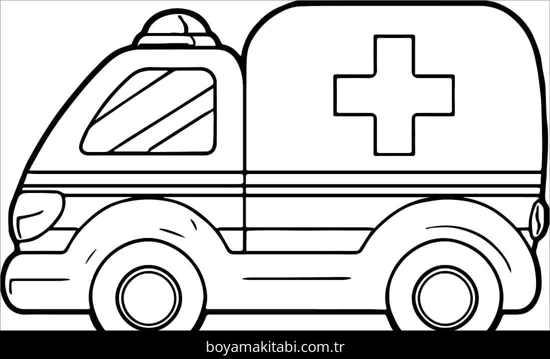 Ambulans boyama sayfası – boyama etkinliği, çocuk aktivitesi