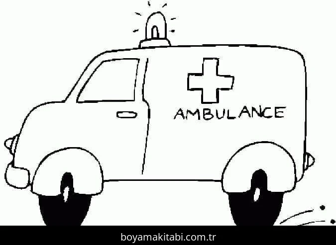 Ambulans boyama sayfası – eğitici aktivite, yaratıcılık