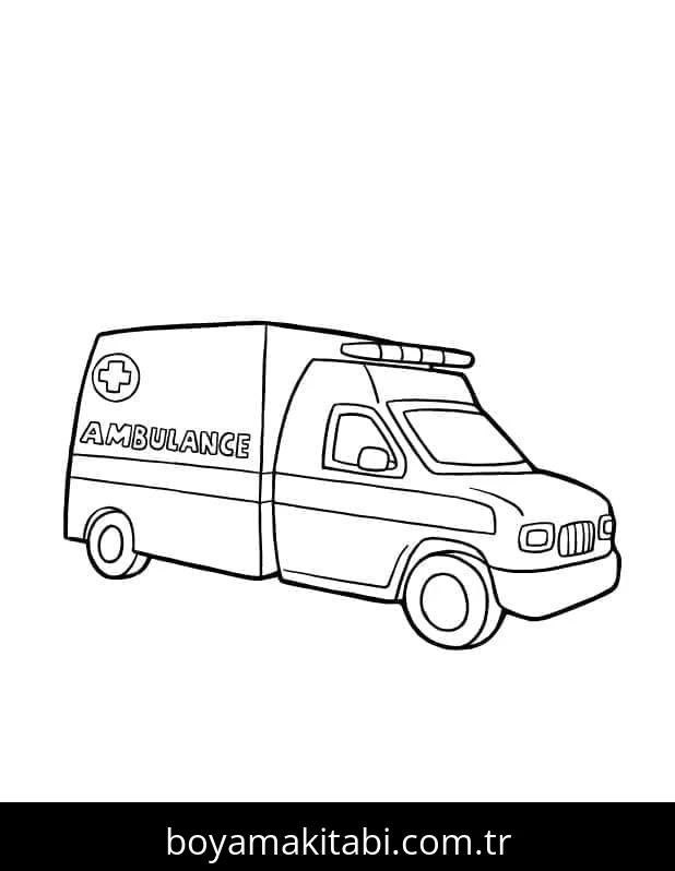 Ambulans boyama sayfası – el becerilerini geliştirir, boyama çalışması