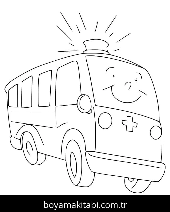 Ambulans boyama sayfası – keyifli zaman, renkli çizimler