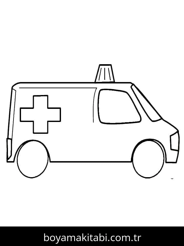 Ambulans boyama sayfası – sanatsal çalışma, çocuklar için