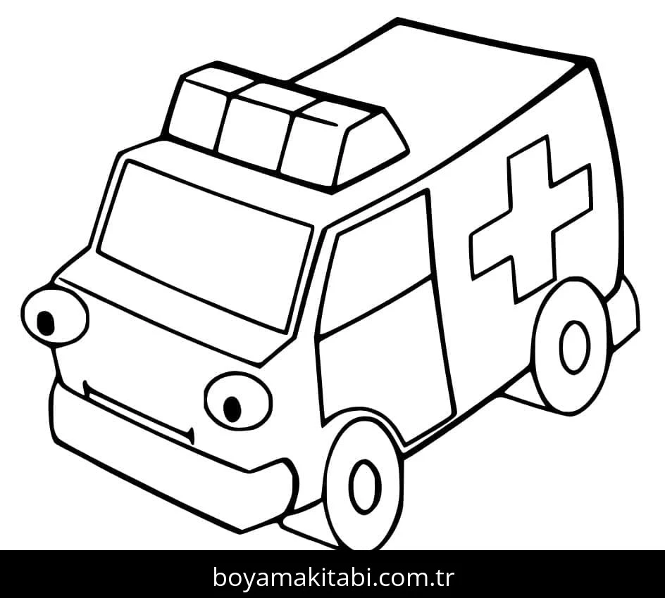 Ambulans boyama sayfası – yaratıcılık, eğlenceli etkinlik