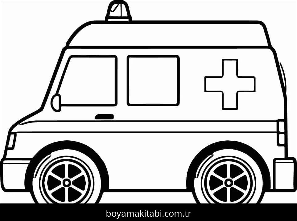 Ambulans boyama sayfası – boyama çalışması, yaratıcılığı geliştirir