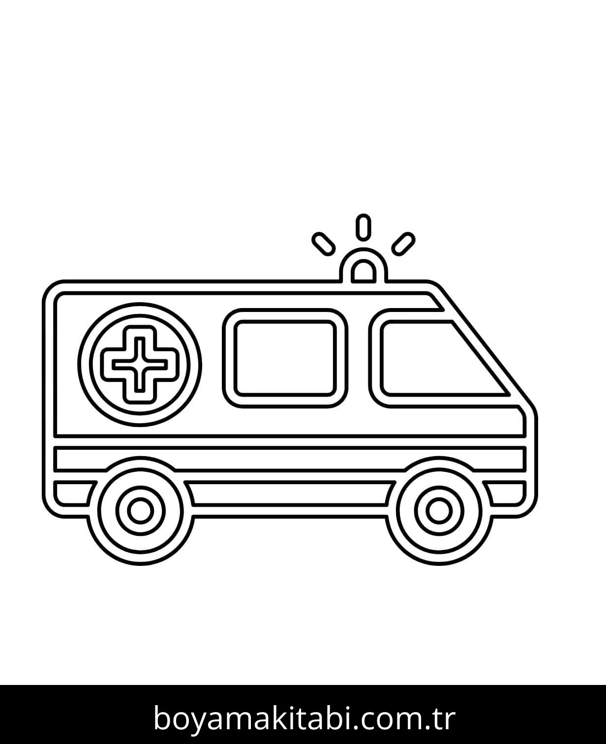 Ambulans boyama sayfası – kolay boyama, eğitici aktivite