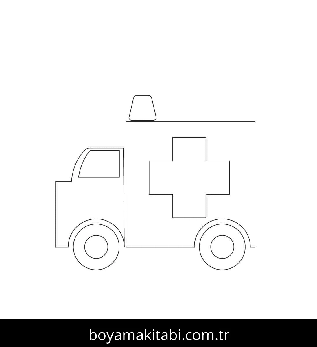 Ambulans boyama sayfası – eğlenceli etkinlik, el becerilerini geliştirir