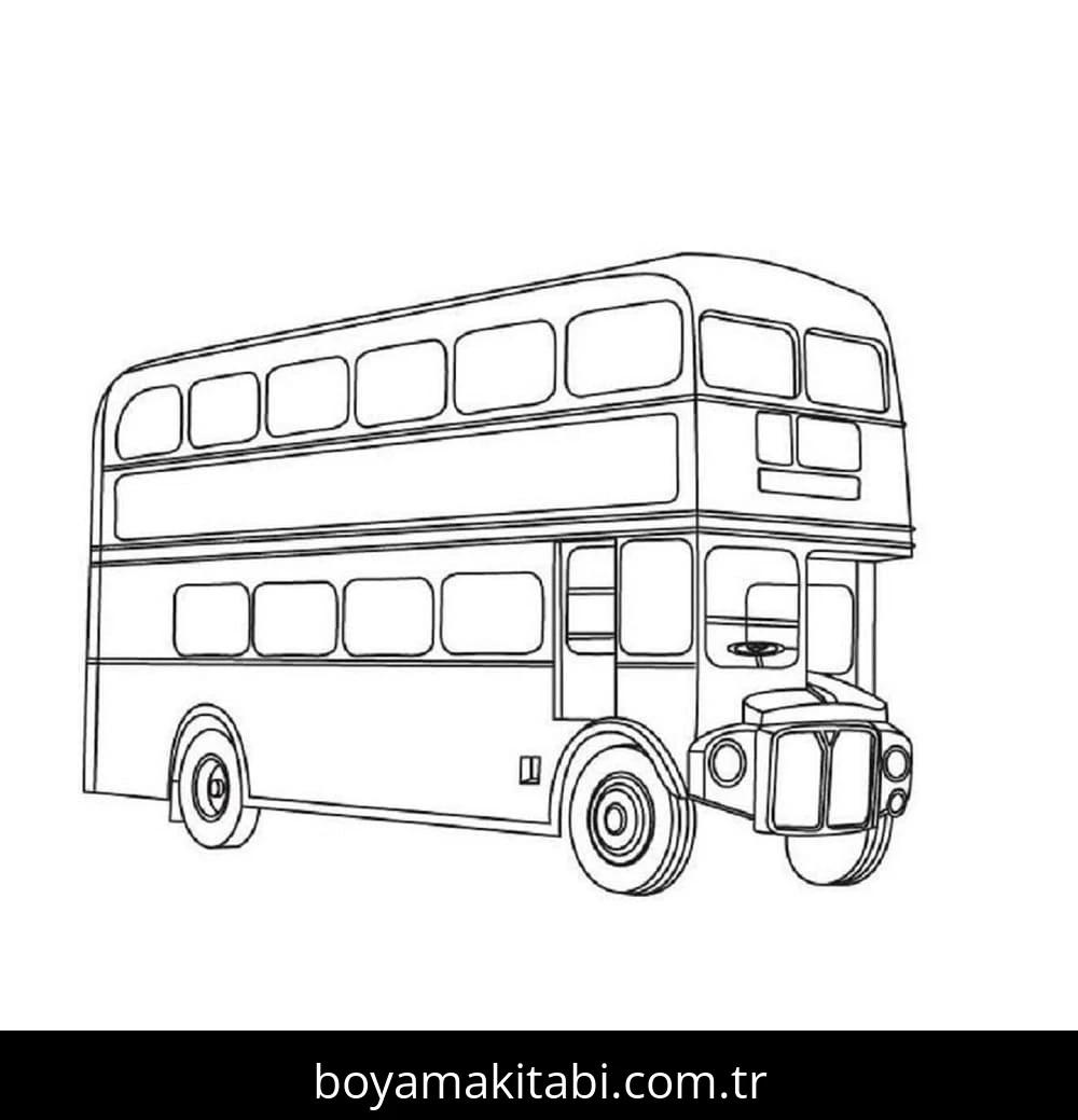 Otobüs boyama sayfası – okul öncesi, evde etkinlik
