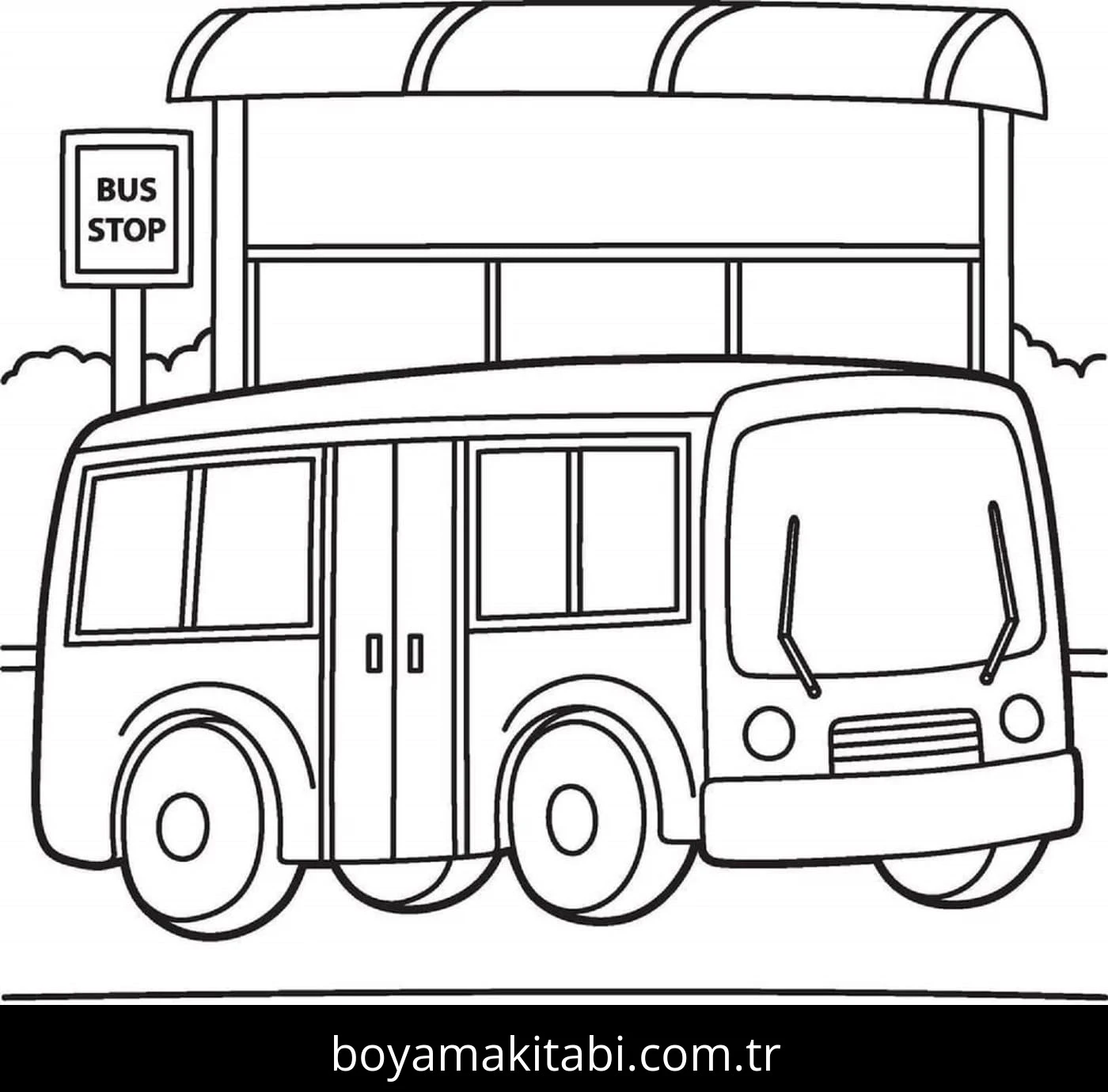 Otobüs boyama sayfası – sevimli karakter, sanatsal çalışma