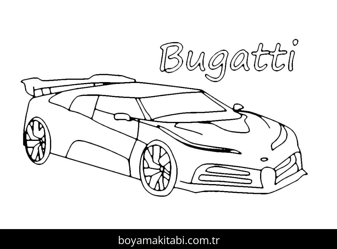 Bugatti boyama sayfası – sanatsal çalışma, çocuklar için
