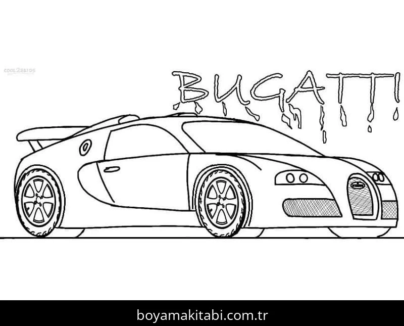 Bugatti boyama sayfası – boyama etkinliği, çocuk aktivitesi