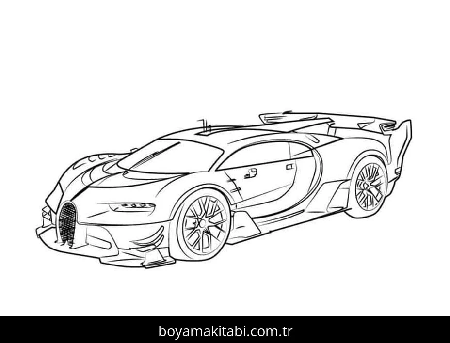 Bugatti boyama sayfası – çizgi film temalı, basit çizim
