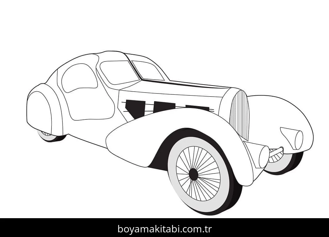 Bugatti boyama sayfası – eğitici aktivite, yaratıcılık