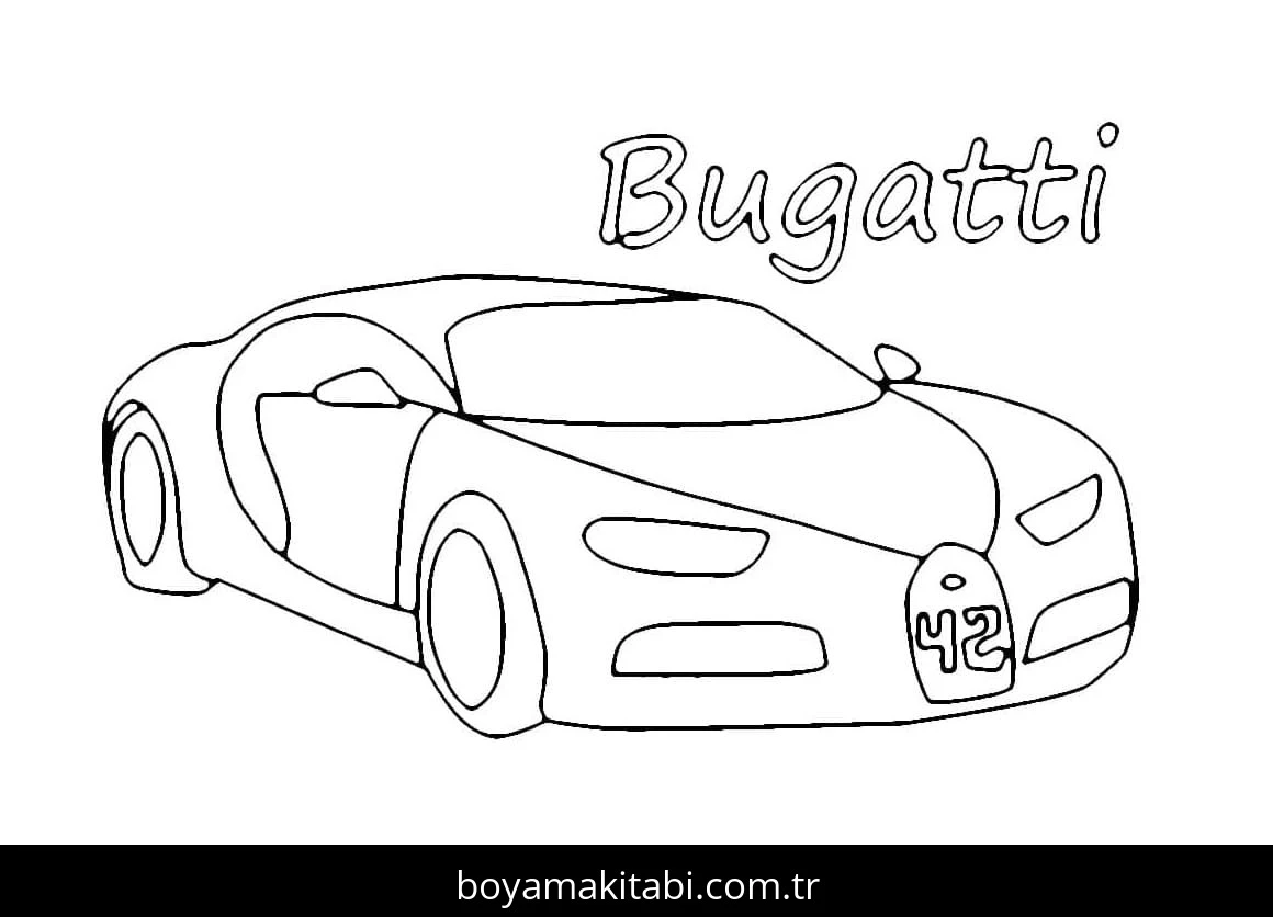 Bugatti boyama sayfası – sanatsal çalışma, çocuklar için