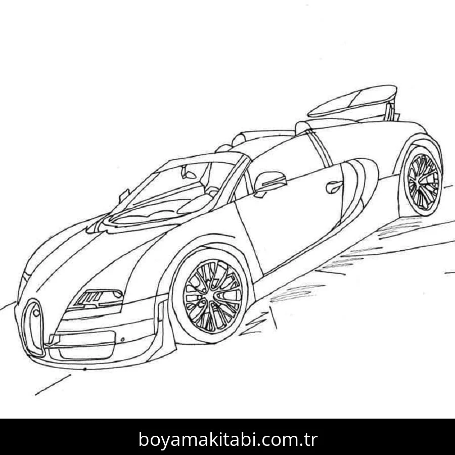 Bugatti boyama sayfası – renkli çizimler, okul öncesi