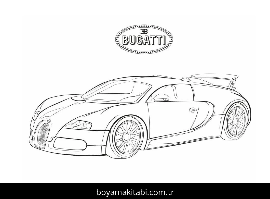 Bugatti boyama sayfası – PDF indir, sevimli karakter