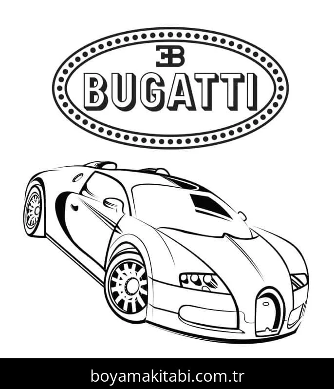 Bugatti boyama sayfası – kolay boyama, eğitici aktivite