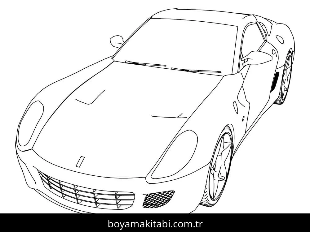 Ferrari boyama sayfası – sanatsal çalışma, çocuklar için