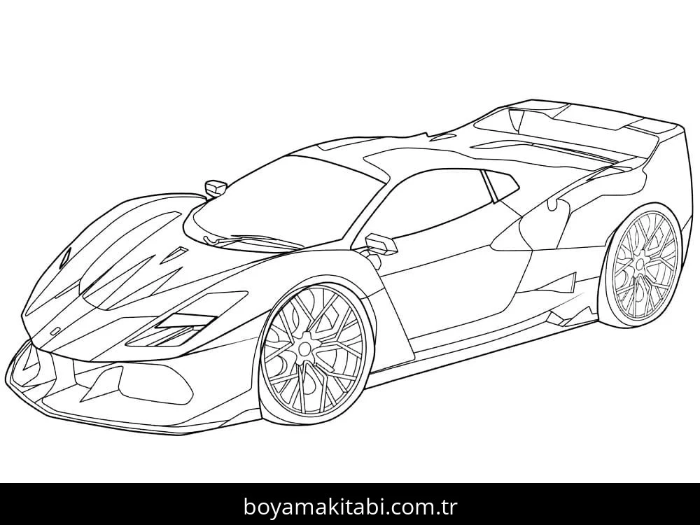 Ferrari boyama sayfası – boyama çalışması, yaratıcılığı geliştirir