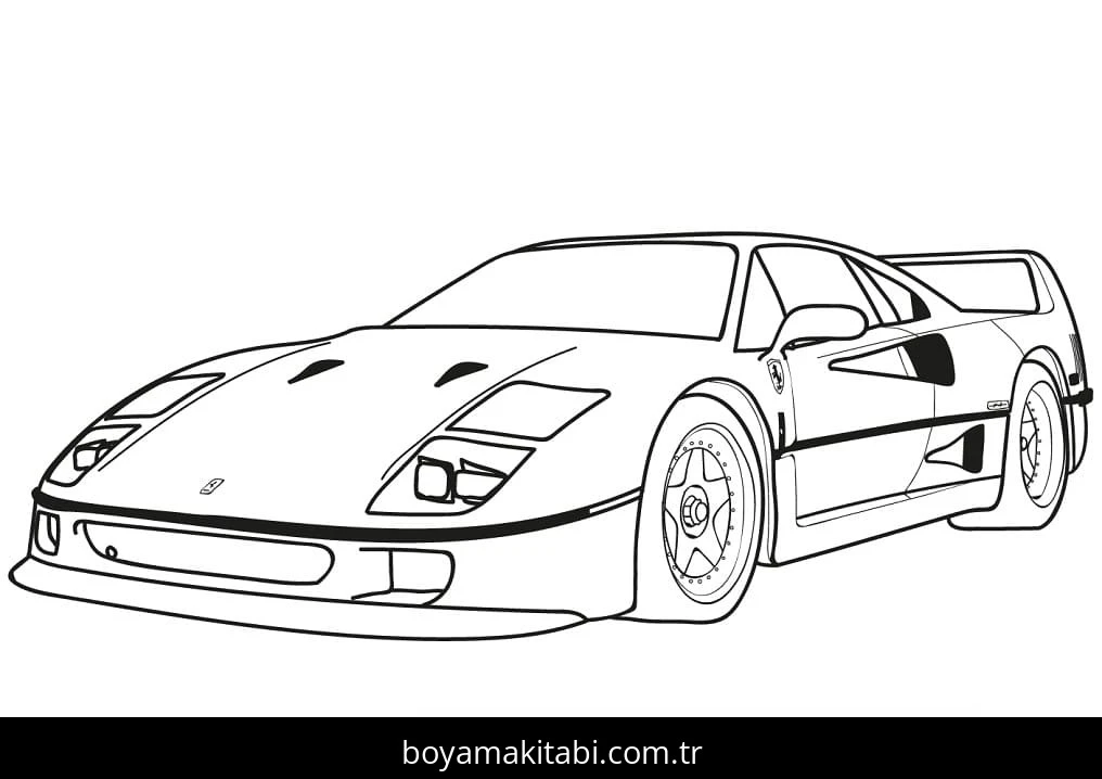 Ferrari boyama sayfası – renkli çizimler, okul öncesi