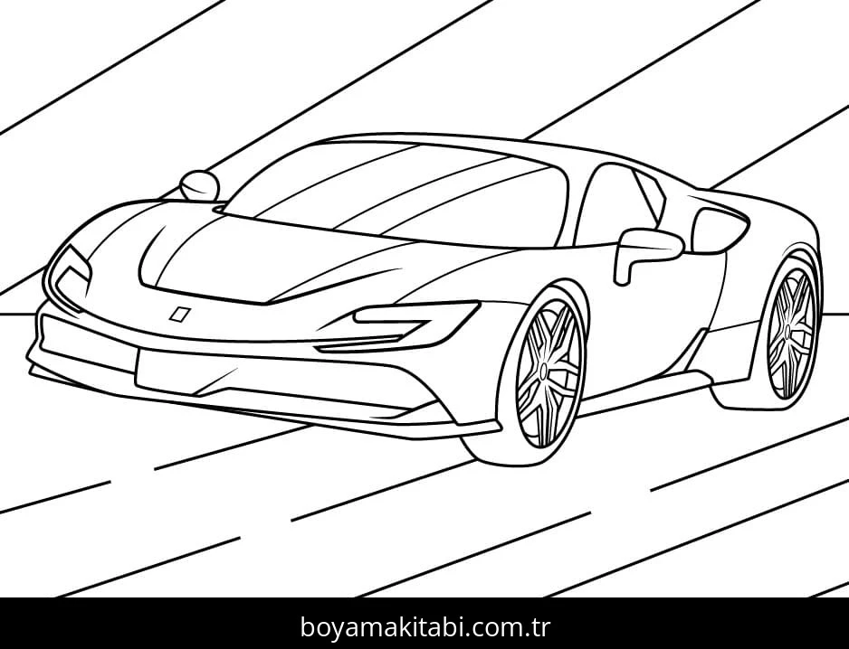 Ferrari boyama sayfası – evde etkinlik, ücretsiz yazdır