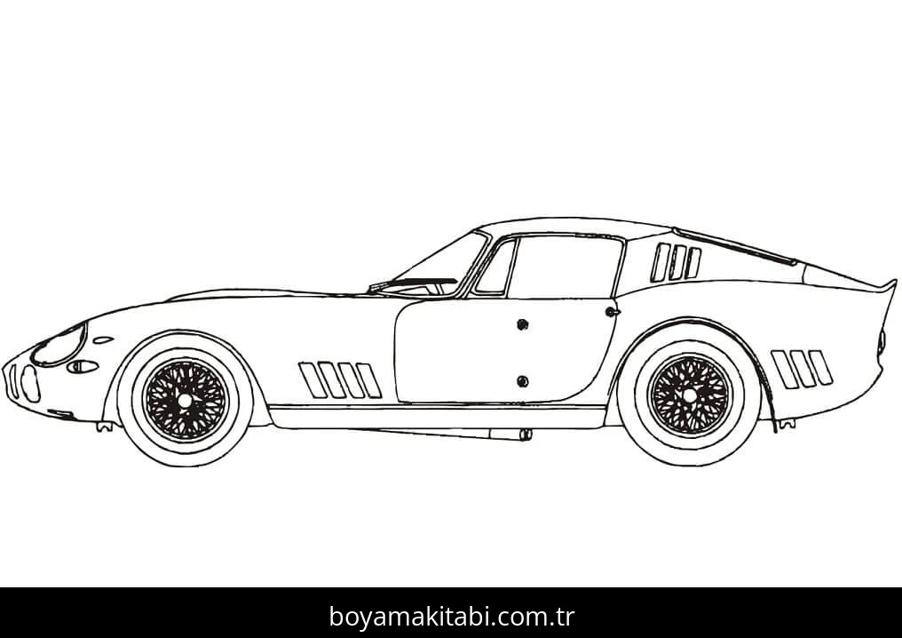 Ferrari boyama sayfası – çocuk aktivitesi, PDF indir