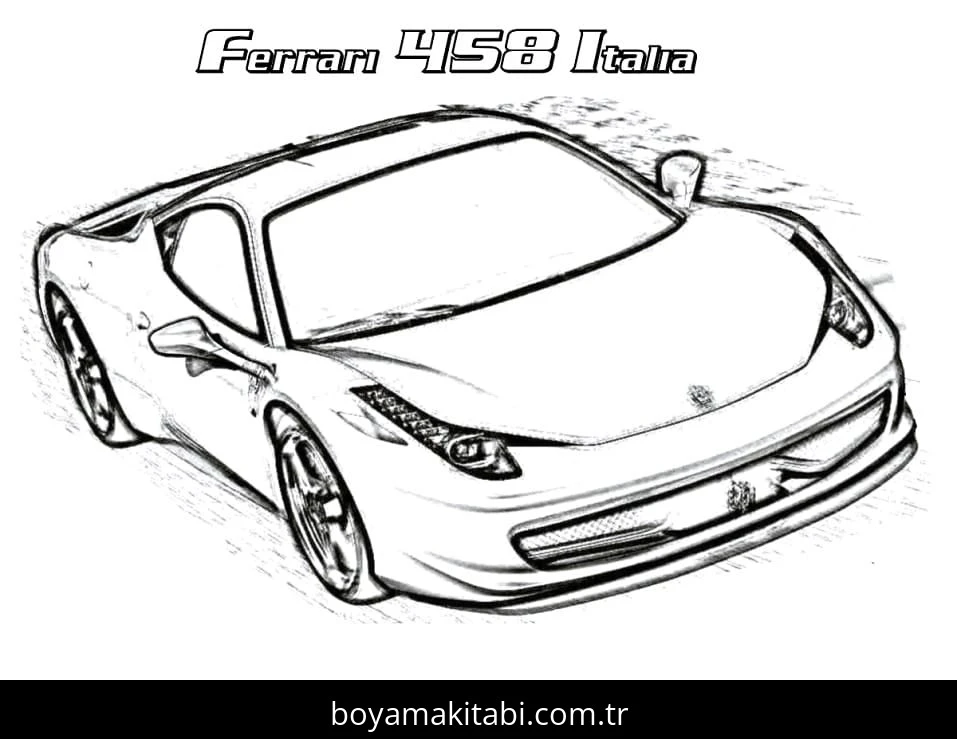 Ferrari boyama sayfası – PDF indir, sevimli karakter