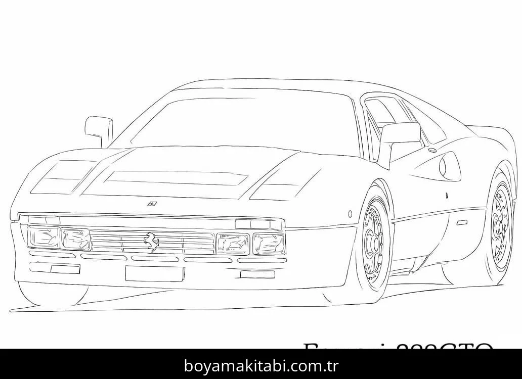 Ferrari boyama sayfası – çocuklar için, çizgi film temalı