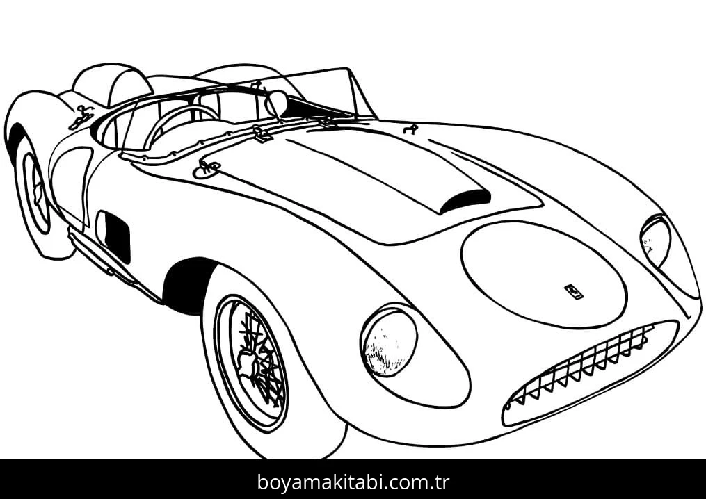 Ferrari boyama sayfası – eğlenceli etkinlik, el becerilerini geliştirir