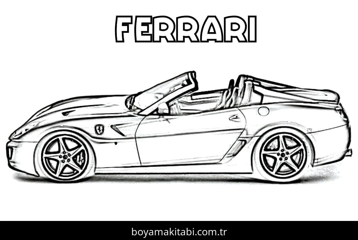 Ferrari boyama sayfası – okul öncesi, evde etkinlik