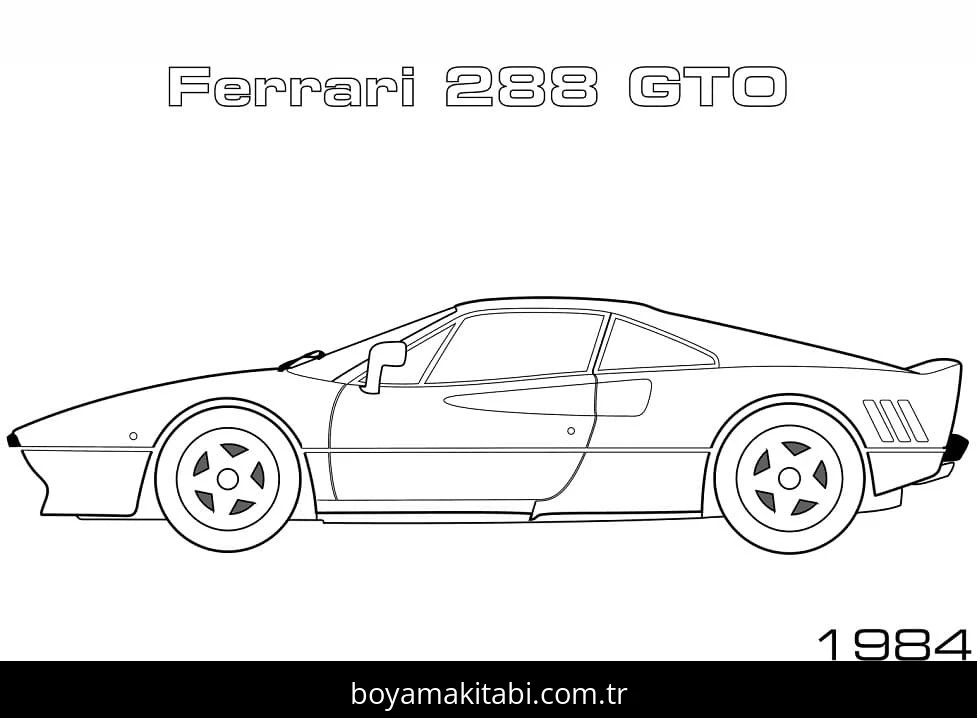Ferrari boyama sayfası – el becerilerini geliştirir, boyama çalışması