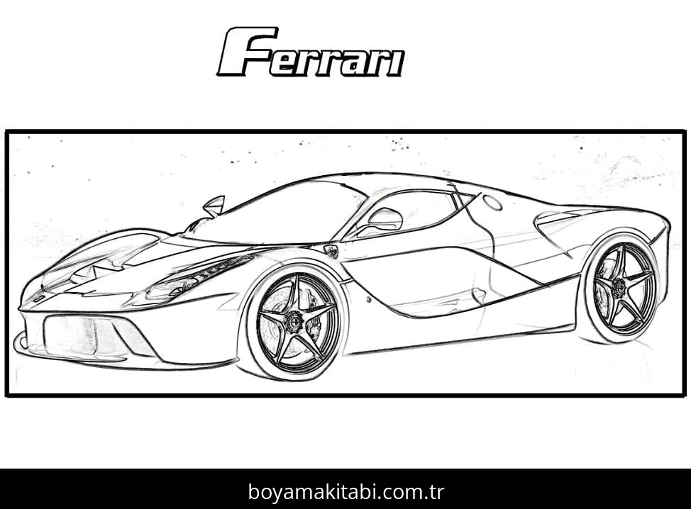 Ferrari boyama sayfası – çocuk aktivitesi, PDF indir