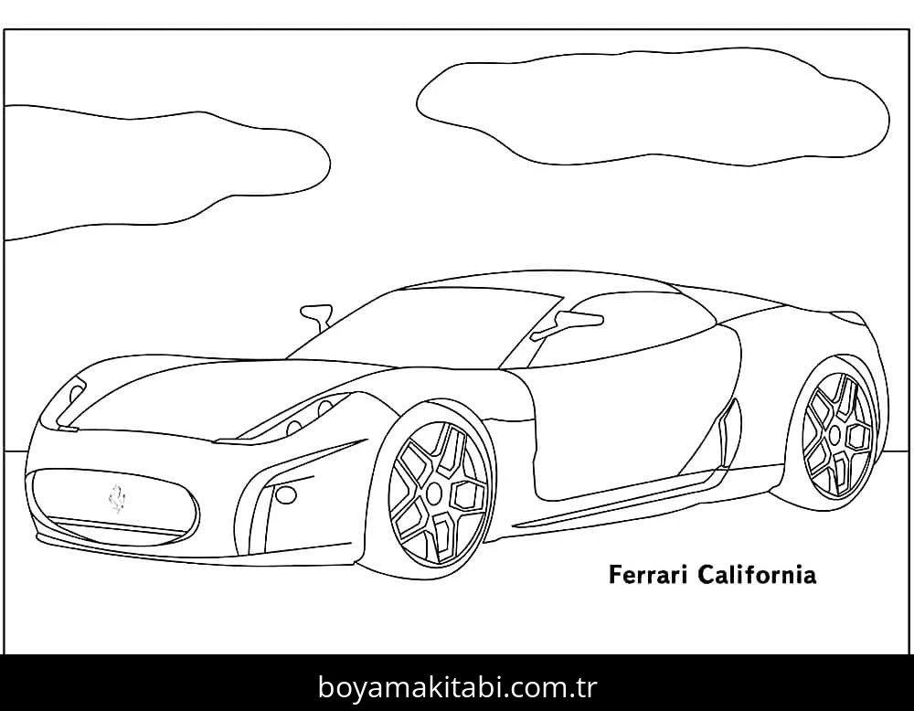 Ferrari boyama sayfası – sanatsal çalışma, çocuklar için