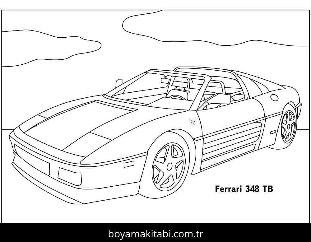 Ferrari boyama sayfası – PDF indir, sevimli karakter
