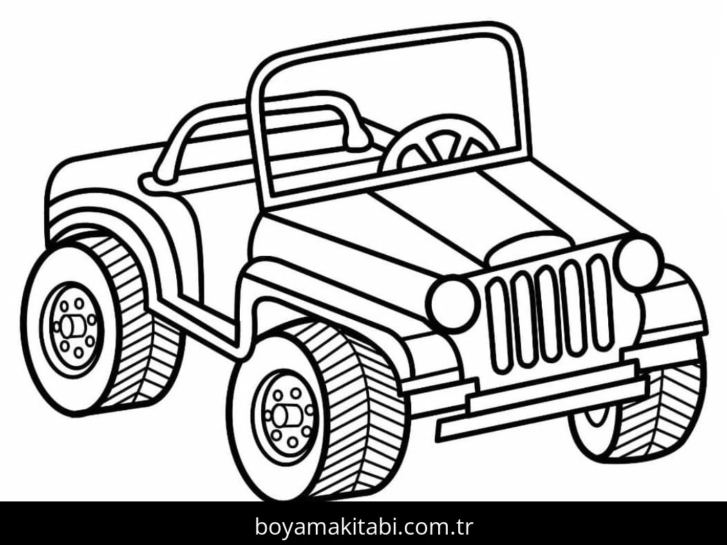 Jeep boyama sayfası – kolay boyama, eğitici aktivite