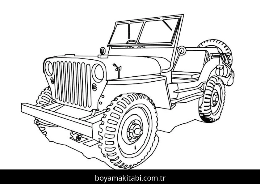 Jeep boyama sayfası – yaratıcılığı geliştirir, keyifli zaman
