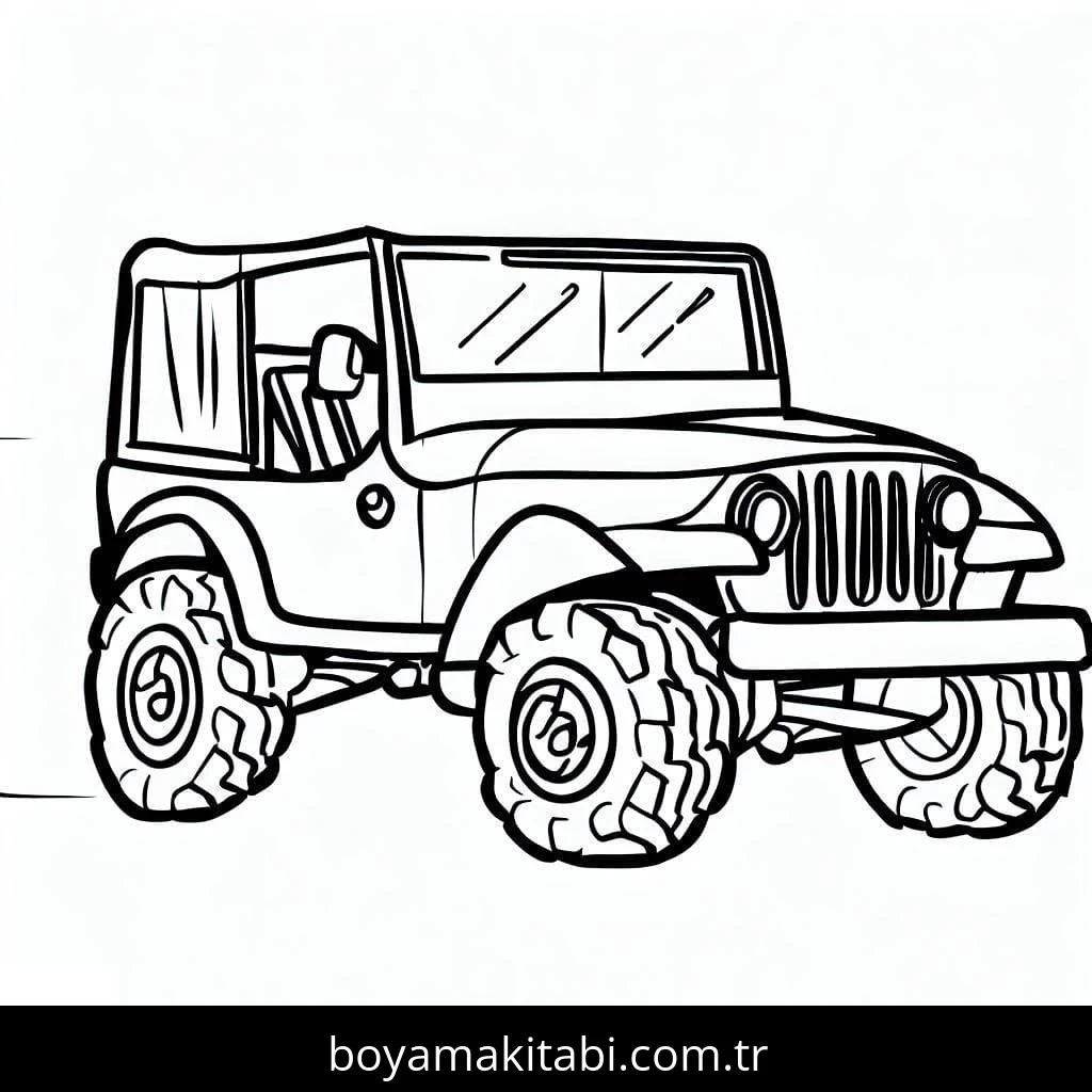 Jeep boyama sayfası – boyama etkinliği, çocuk aktivitesi