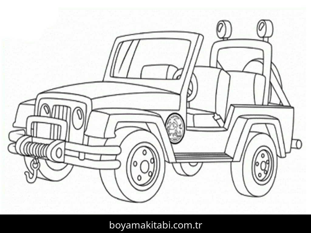 Jeep boyama sayfası – boyama çalışması, yaratıcılığı geliştirir