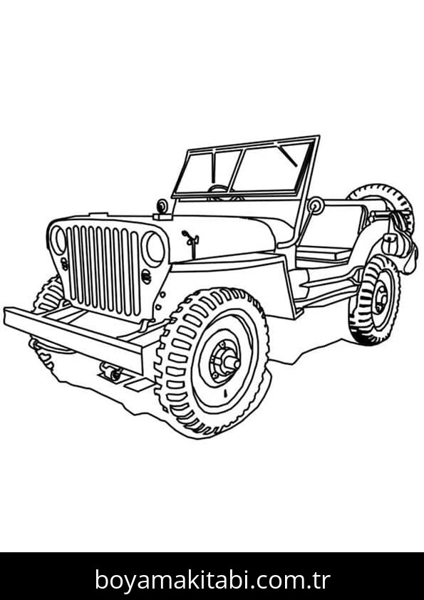 Jeep boyama sayfası – PDF indir, sevimli karakter