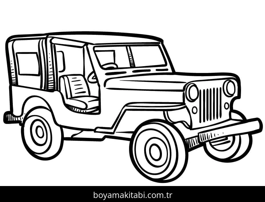 Jeep boyama sayfası – kolay boyama, eğitici aktivite