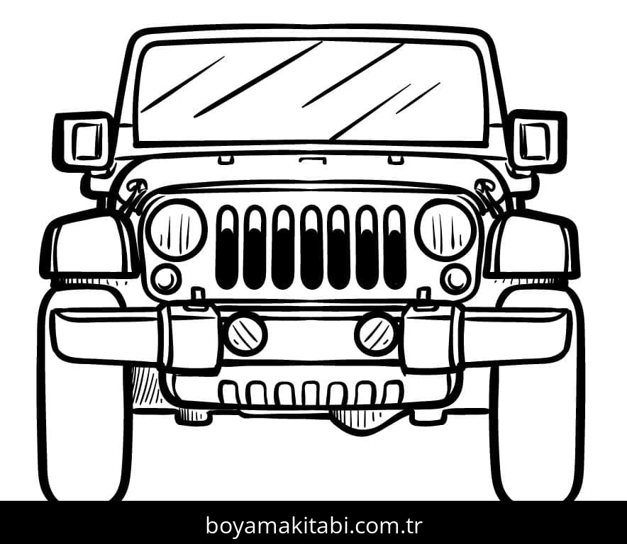 Jeep boyama sayfası – boyama etkinliği, çocuk aktivitesi